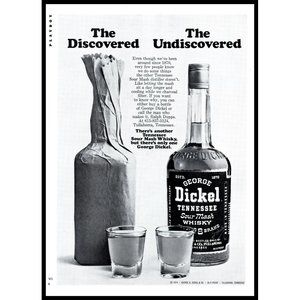 1974 George Dickel Tenessee Whiskey Discovered Vintage Print Ad Bottle Wall Art